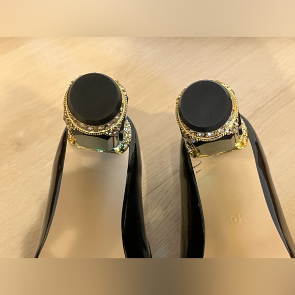 FSJ Women Bridal Pointed Toe Chunky High Heel Crystal Pumps Slip on Wedding Thic - Picture 5 of 12